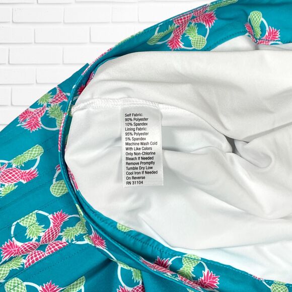 Crown & Ivy Golf Skort 12 Turquoise Pineapple Pocket Shorts Skirt Cruise Preppy - Picture 6 of 10